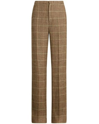 Polo Ralph Lauren Checked Straight Trousers - Natural