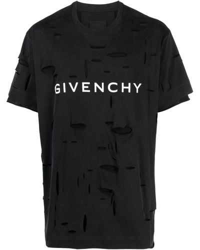 Givenchy Logo-print Ripped T-shirt - Black