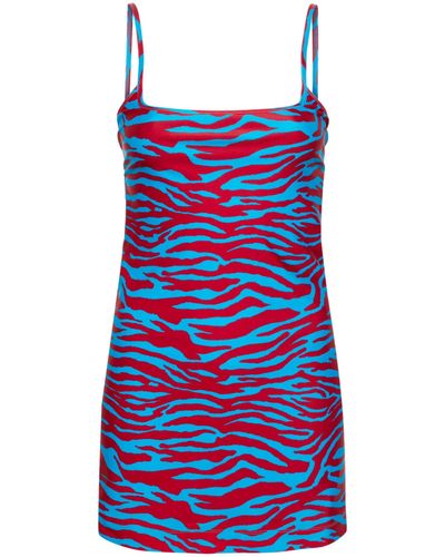 The Attico Zebra-print Open-back Minidress - Red