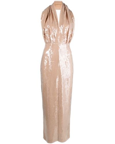 16Arlington Sequin-embellished Plunge Dress - Natural