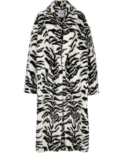 The Attico Zebra-print Faux-fur Coat - Black
