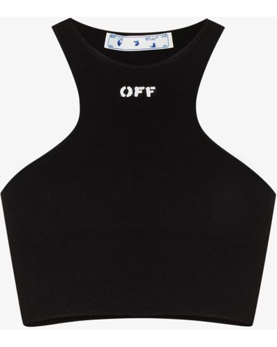 Off-White c/o Virgil Abloh Logo Print Cropped Tank Top - Women's - Organic Cotton/spandex/elastane - Black