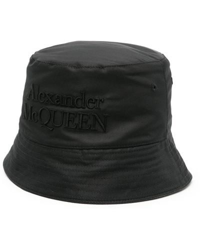 Alexander McQueen Logo Embroidered Bucket Hat - Black