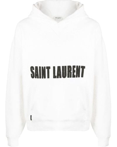 Saint Laurent Logo-print Textured Hoodie - White