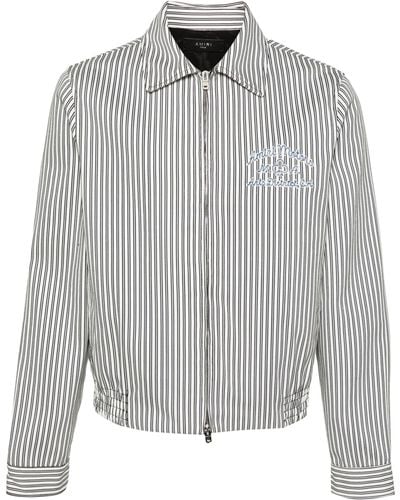 Amiri White Motors Striped Cotton Jacket - Men's - Cotton - Grey