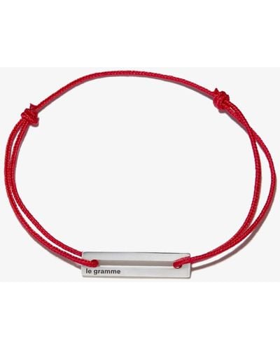 Le Gramme 17/10g Cord Bracelet - Unisex - Cotton/sterling Silver - Red