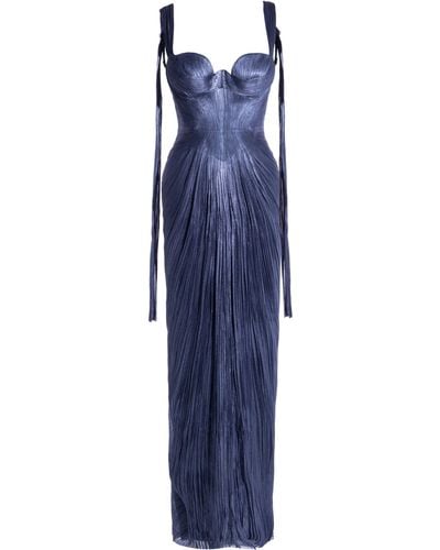 Maria Lucia Hohan Anais Pleated Corset Gown - Blue