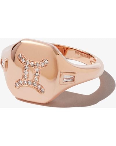 SHAY 18k Rose Gold Gemini Diamond Signet Ring - Women's - Diamond/18kt Rose Gold - Pink