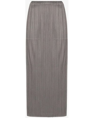Pleats Please Issey Miyake Basics Plissé Midi Skirt - Women's - Polyester - Grey