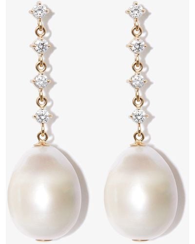 Zoe Chicco 14k Yellow Pearl And Diamond Drop Earrings - White