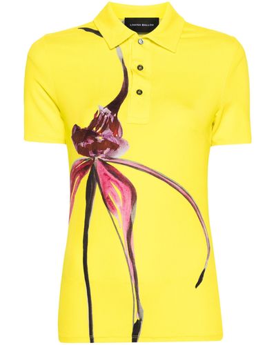 Louisa Ballou Floral-print Polo Shirt - Yellow