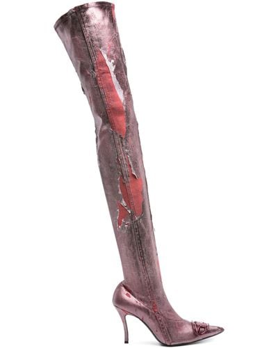 DIESEL D-venus 80mm Thigh High Boots - Women's - Calf Leather/fabric - Pink