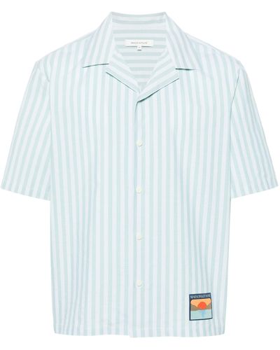 Maison Kitsuné Blue Striped Cotton Shirt - Men's - Cotton