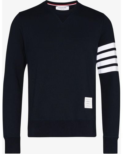 Thom Browne Fully Fashioned French Terry Crewneck Sweatshirt In Navy Cashmere - Blue