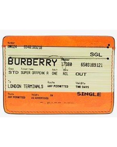 Burberry Train Ticket Print Leather Card Case - Orange