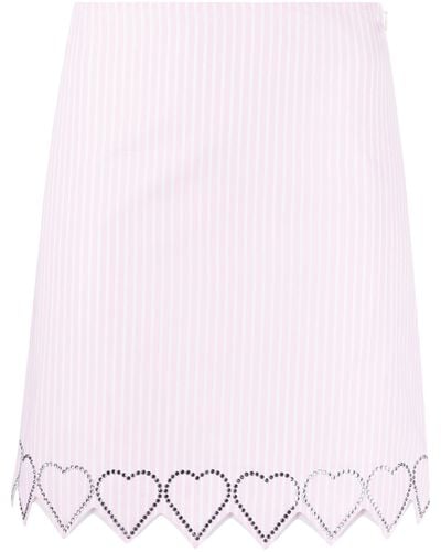 Mach & Mach Heart Studded A-line Mini Skirt - Pink