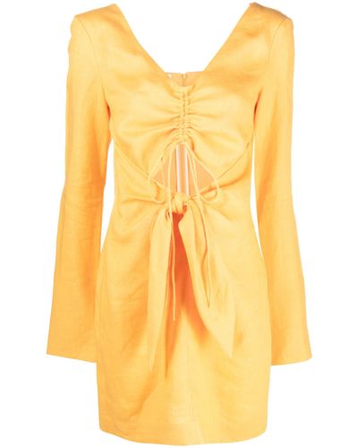 Nanushka Gilia Ruched Knot-detail Minidress - Yellow