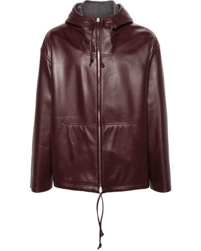 Bottega Veneta Hooded Leather Jacket - Men's - Wool/lamb Skin/polyamide/cotton - Brown