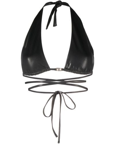 Versace Greca-detailed Triangle Bikini Top - Black