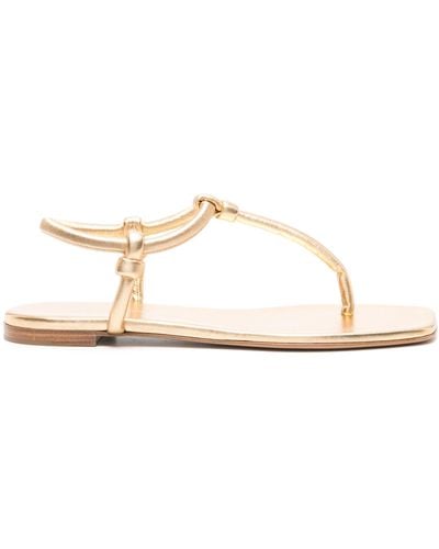 Gianvito Rossi Juno Leather Thong Sandals - Natural