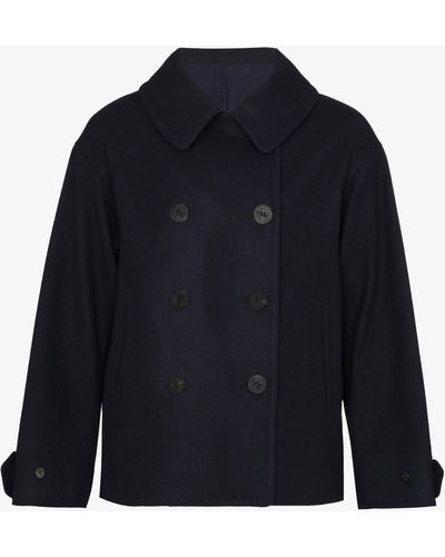 Visvim Pollack Double-breasted Peacoat - Men's - Wool/linen/flax/rayon - Blue