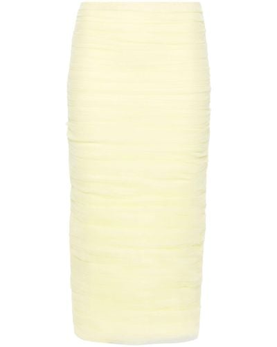 ANOUKI Draped Tulle Pencil Skirt - Yellow
