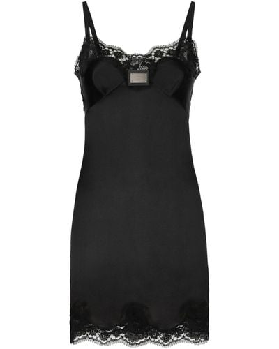 Dolce & Gabbana Lace-trim Mini Dress - Black