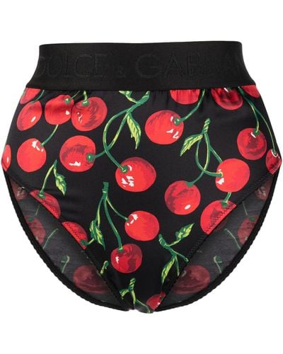 Dolce & Gabbana Cherry-print High-waist Briefs - Red