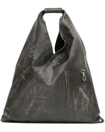 MM6 by Maison Martin Margiela Black Japanese Medium Leather Tote Bag - Women's - Cotton/calf Leather