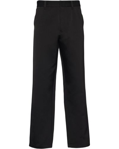 Prada Cotton-silk Straight-leg Trousers - Black