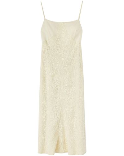 Jil Sander Neutral Cotton-blend Midi Dress - White