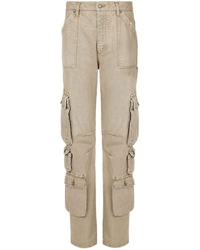 Dolce & Gabbana Logo-Plaque Mid-Rise Cargo Jeans - Natural