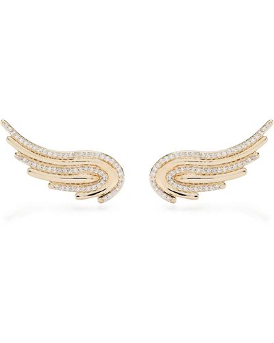 Adina Reyter 14k Yellow Large Flight Wings Diamond Earrings - Natural