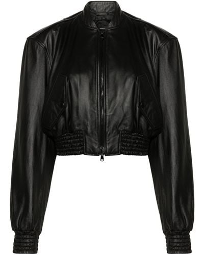 Wardrobe NYC Cropped Leather Bomber Jacket - Women's - Leather/cotton - Black
