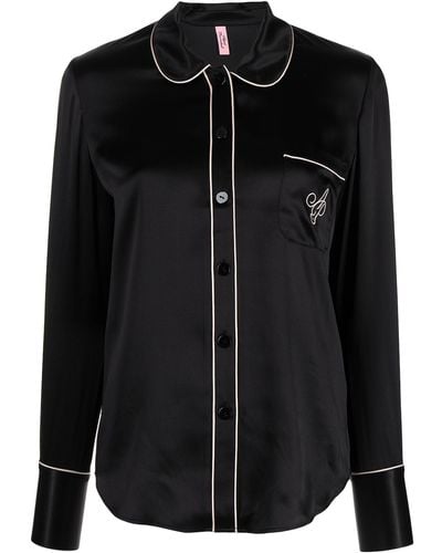 Agent Provocateur Silk Pajama Shirt - Black