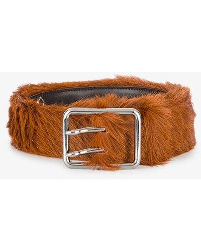 Prada Furry Belt - Brown
