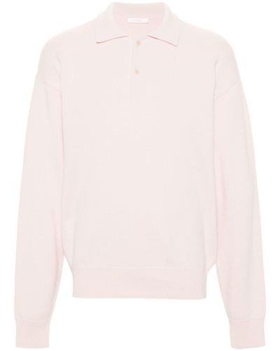 The Row Joyce Knitted Polo Shirt - Men's - Cotton/cashmere/cattle Horn - Pink