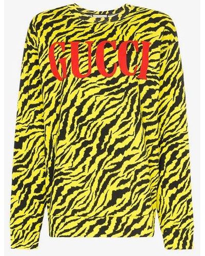 Gucci Oversize Sweatshirt With Zebra Print - Yellow