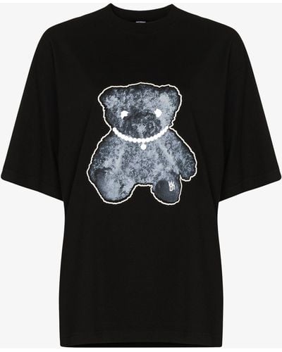 we11done Pearl Necklace Teddy T-shirt - Black