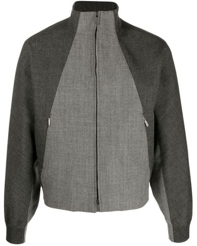 Thom Browne Virgin Wool Zip-up Jacket - Grey