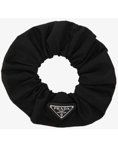 Prada Logo Plaque Scrunchie - Black