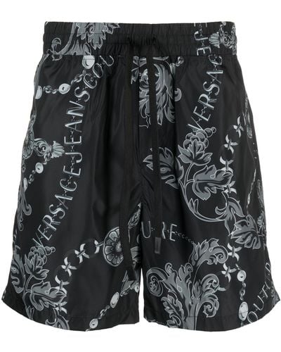 Versace Chain Couture Drawstring Shorts - Black
