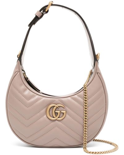 Gucci Neutral gg Marmont Mini Leather Shoulder Bag - Pink