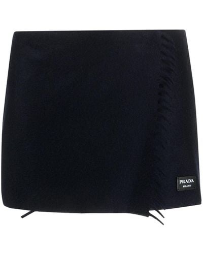 Prada Wraparound Cashmere Miniskirt - Women's - Cashmere - Black
