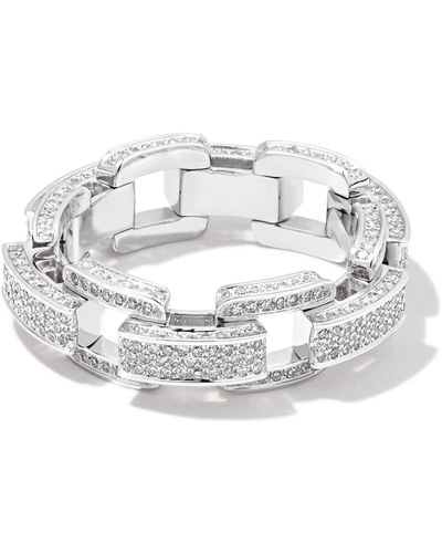 SHAY 18k White Gold Deco Link Chain Diamond Ring - Men's - Diamond/18kt White Gold