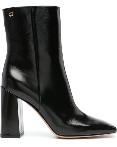 Gianvito Rossi 95 Leather Ankle Boots - Women's - Patent Calf Leather/calf Leather - Black