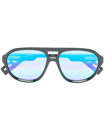 Gucci Mirrored Pilot-frame Sunglasses - Blue