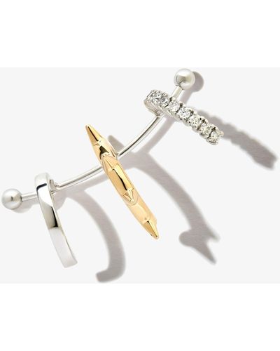 Delfina Delettrez 18k White Gold 1987 Diamond Single Ear Cuff - Women's - Diamond/18kt White Gold/18kt Yellow Gold - Metallic