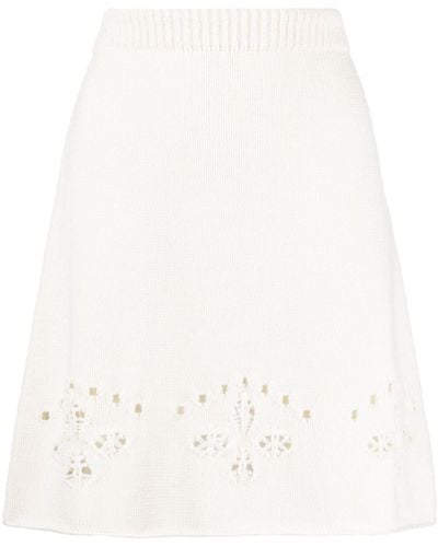 Chloé Pointelle-knit Wool Miniskirt - White