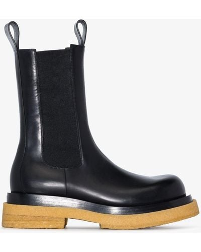 Bottega Veneta Lug Leather Chelsea Boots - Men's - Calf Leather/fabric - Black